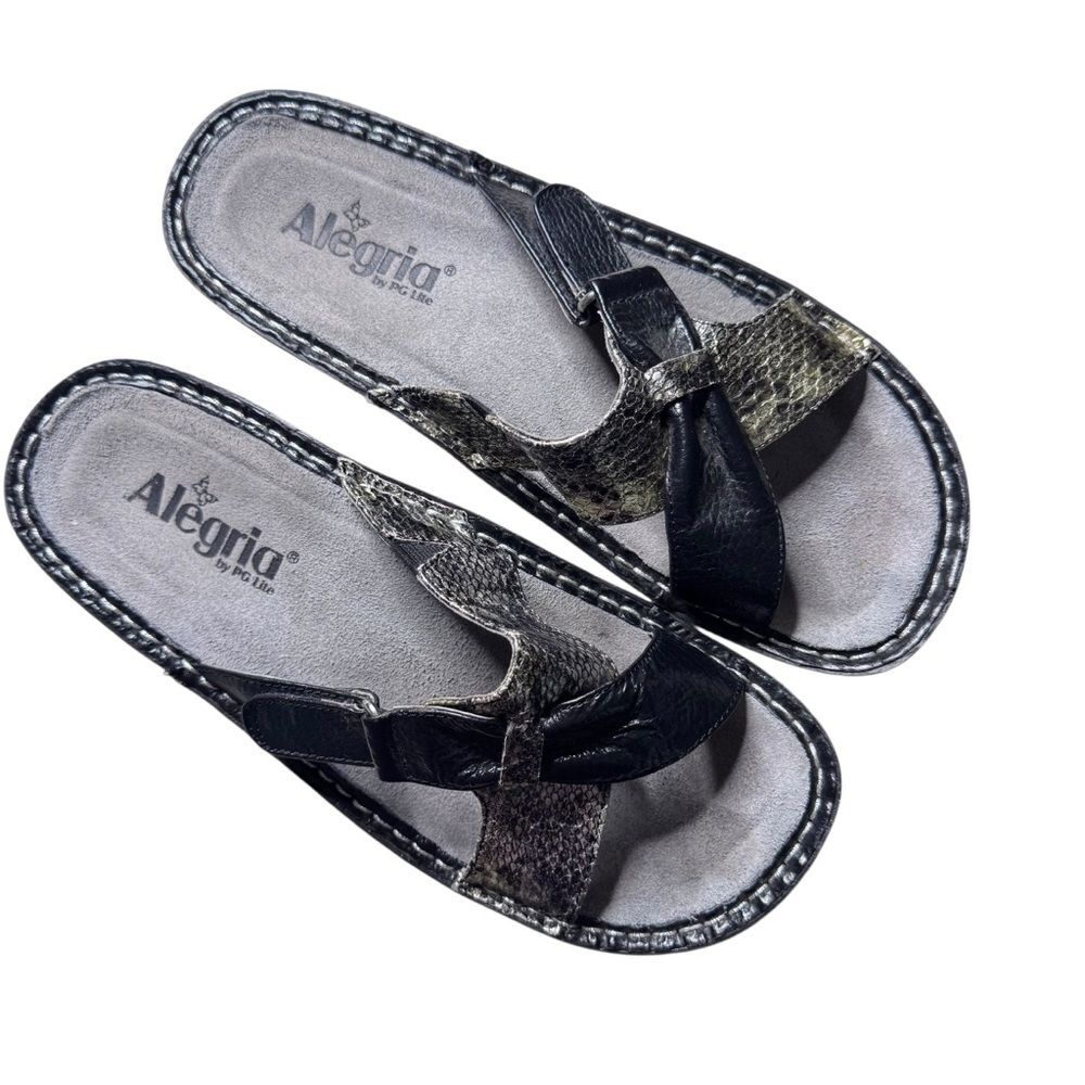Alegria Women's Violet Black Multi Sandals Crisscross Adjustable Size 39 (8.5)